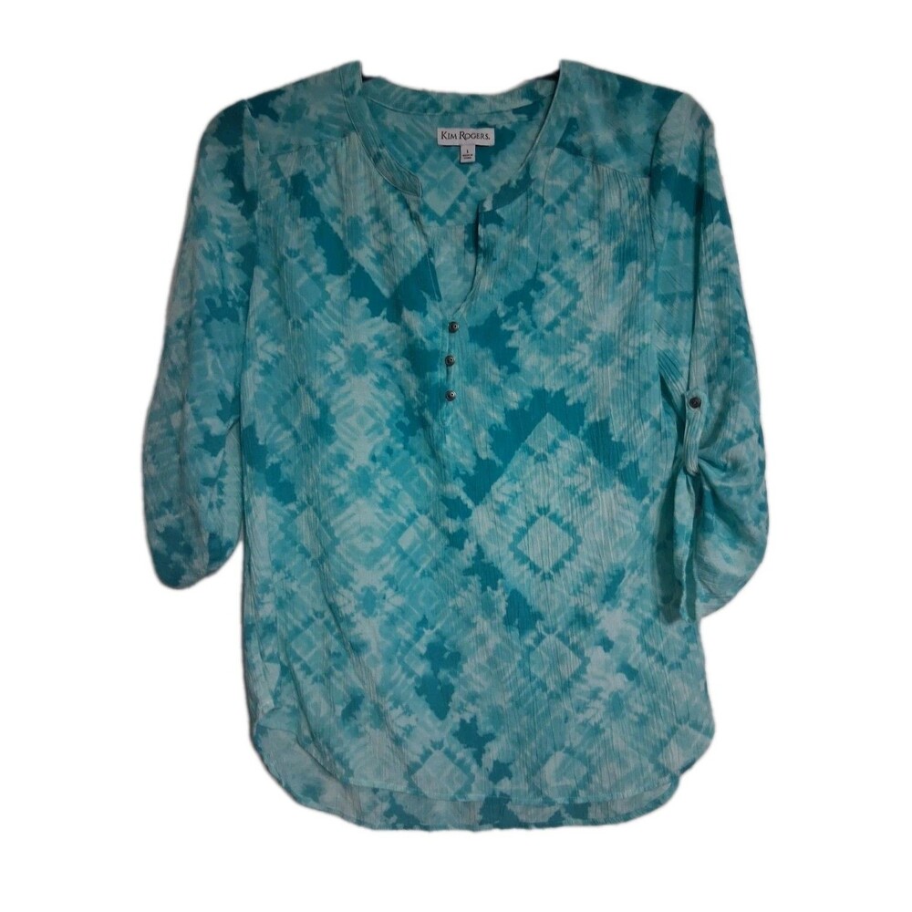 Women's Kim Rogers 3/4 Roll Tab Sleeve Top Size L